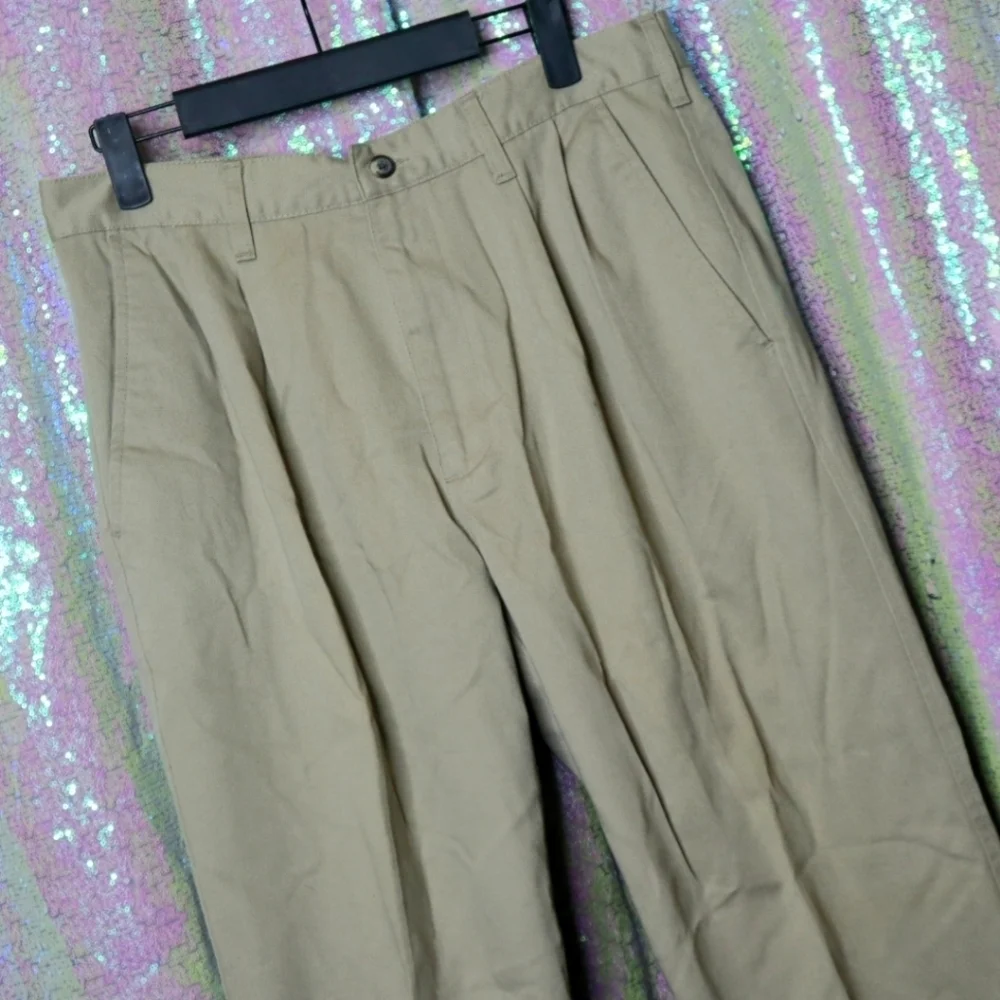 CANVAS CHINOS 33x32 Classic Work Utility Casual Pants Vintage Light Academia
